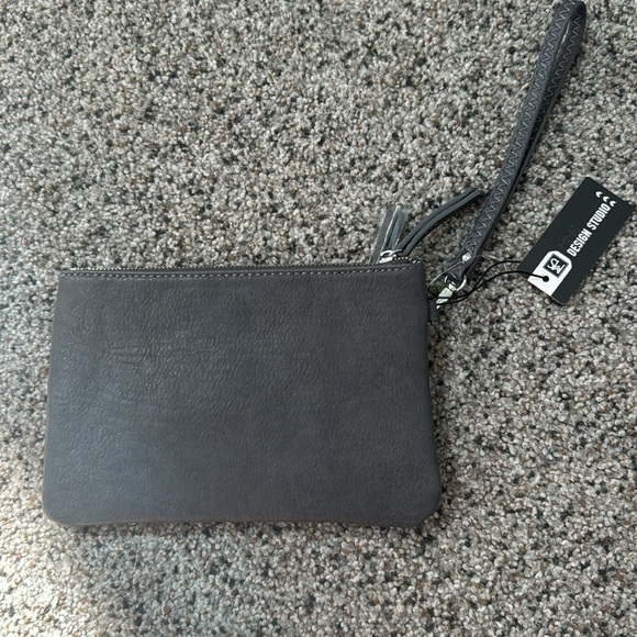 Wristlet, gray, 3 card slots, outer zipper - Picture 2 of 3
